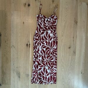 Zara Red and White Midi Dress